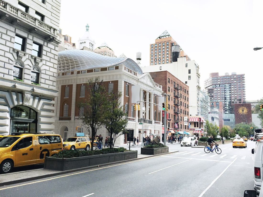 A rendering of the proposed tortoise shell-top addition for Tammany Hall. Courtesy BKSK Architects