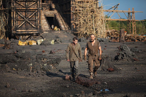 L to R: Logan Lerman and Russell Crowe in Darren Aronofsky’s epically idiosyncratic, moving take on “Noah.”  Paramount Pictures