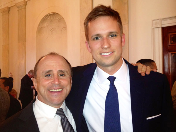 Erik Bottcher, right, with Allen Roskoff, in 2012 celebrating Pride at the White House with President Obama.