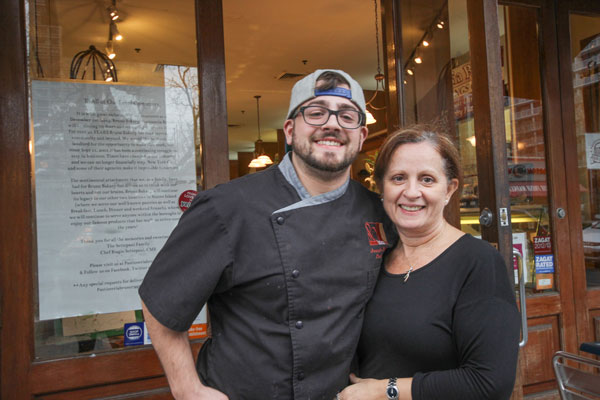 Pina Settepani, the owner of Pasticceria Bruno, right, and her son Joseph Settepani on the cafe’s final day.   Photo by Tequila Minsky