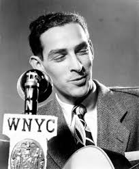 Oscar Brand playing guitar and singing on air at WNYC circa 1940s.