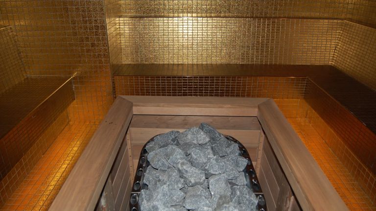 Premier 57 by Spa Castle features tubs, pools, saunas and a swim-up bar 49 The softest to the touch and most engaging sauna, we think, is the gold sauna. The color is pleasing and the heat just right. Gold is said to rejuvenate the brain, and also boasts anti-aging qualities.