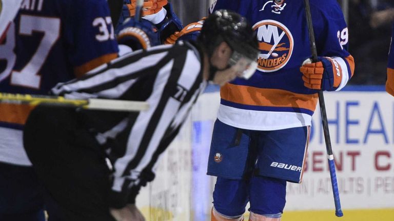 Islanders vs. Senators 38 New York Islanders center Brock Nelson celebrates his goal against the Ottawa Senators in the second period of an NHL game at Nassau Coliseum on Tuesday, Dec. 2, 2014.