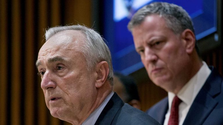 NYPD Confidential: Bill Bratton, Bill de Blasio's life preserver 2 NYPD Commissioner William Bratton answers questions along with New York City Mayor Bill de Blasio during a news conference at One Police Plaza Monday, Dec. 22, 2014, in the wake of the shooting deaths of two NYPD officers.