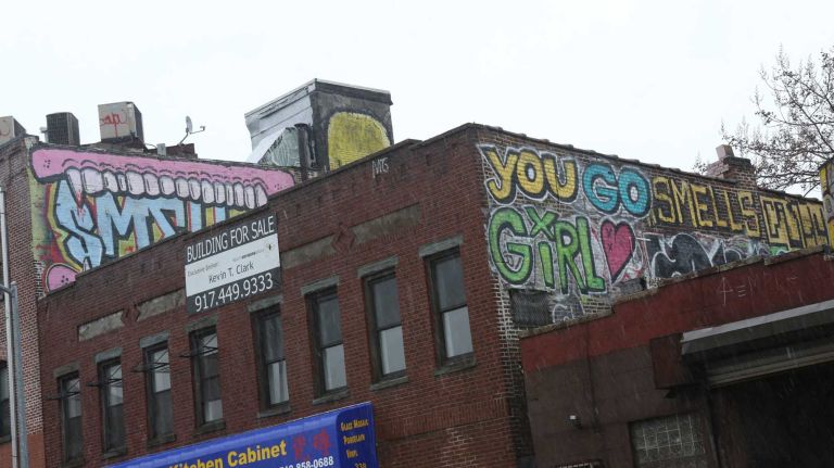 NYC graffiti images 15 Graffiti on a building on Classon ave. at the corner of Flushing in Williamsburg, Brooklyn, Wednesday, Nov., 26, 2014.