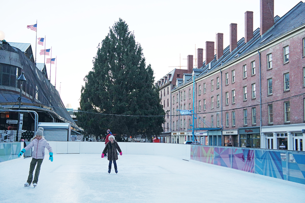 Downtown Express file photo by Milo Hess Howard Hughes Corp.’s ice rink last month after it opened for the season at the Seaport. The author argues the rink, rather than Hughes’ plans to expand shopping, is one of the few good additions the firm has made. At right is the historic Schermerhorn Row block, currently leased by Hughes and the South Street Seaport Museum, which the corporation has proposed converting to affordable housing on the upper floors. 