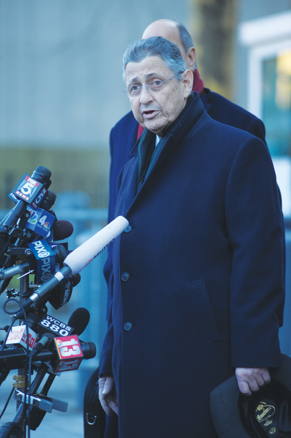 Downtown Express photo by J.B. Nicholas  Speaker Silver after leaving Federal Court last Thursday.