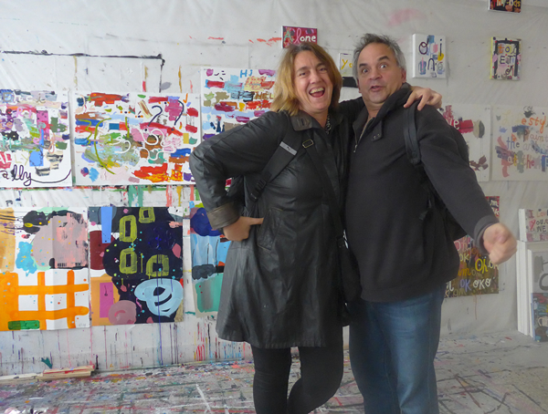 Three Rooms Press founders Kat Georges and Peter Carlaftes, in the Paris studio of Susan Shup.  Photo by susan shup
