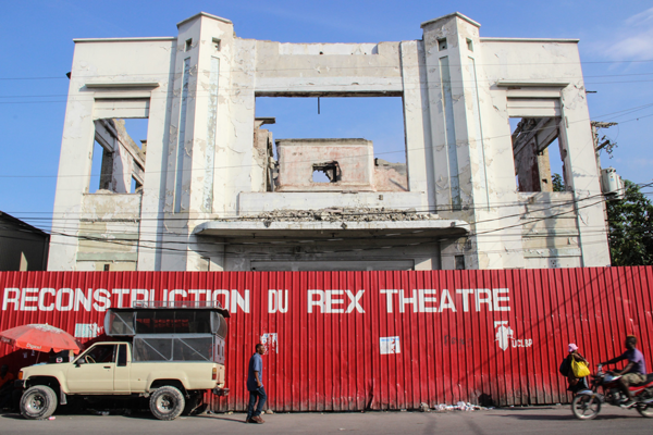 Five years later, a destroyed theater in downtown Port-au-Prince still awaits reconstruction.