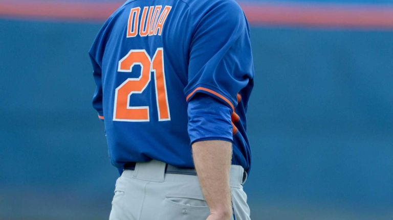 NY Mets outfielder Lucas Duda gets ready to catch during a spring training workout Tuesday Feb 24, 2015.
