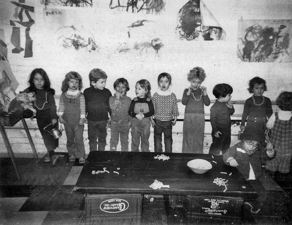 Children in the Soho Community Playgroup, which was formed by neighborhood parents in the early 1970s. A co-operative preschool, parents took turns looking after each other’s children. Photo by Donald Gangemi