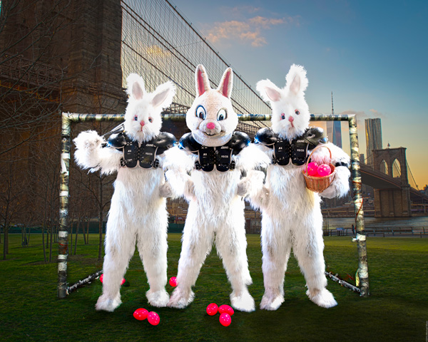 Photo by Michael Blase These bunnies are suited up and ready to engage you in absurd games and gladiatorial combat scenarios.  