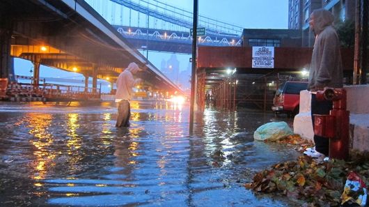 South Street Seaport after Hurricane Sandy in 2012. Downtown Express file photo by Virginia Jones.