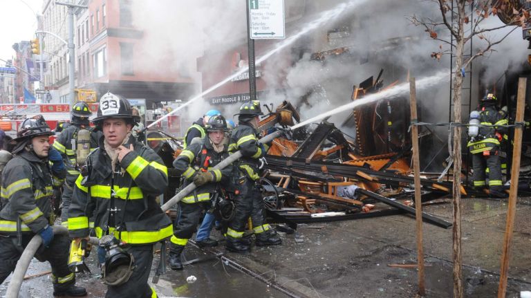 East Village building explosion: Photos 22 The scene of a building fire at East Seventh Street and Second Avenue, in Manhattan, on Thursday, March 26, 2015.