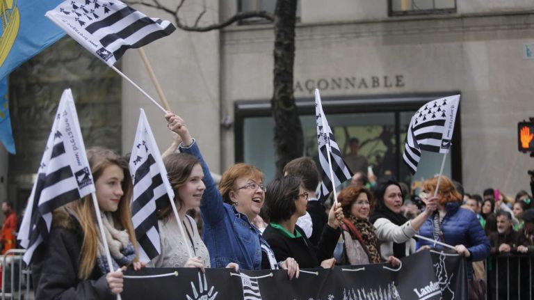 Participants march in the 245th annual New York City St. Patrick's Day parade on Fifth Avenue in Manhattan on Tuesday, March 17, 2015.