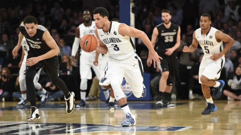 Villanova Wildcats guard Josh Hart drives to the basket after his steal against the Providence Friars in a Big East semifinal men's basketball game at Madison Square Garden on Friday, March 13, 2015.