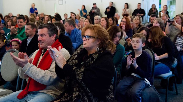 Teachers and parents gather to discuss state testing, use of test scores in teacher evaluations and the possibilities of students opting out, at a community education forum at the Port Jefferson Village Center in Port Jefferson on Saturday, March 7, 2015.