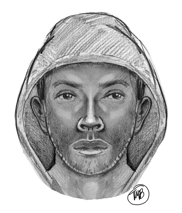 A police sketch of the main robbery-pattern suspect.