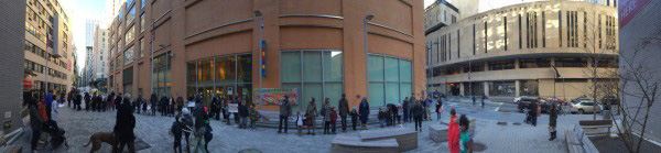 The March 12 rally outside Spruce Street School. Photo courtesy of Spruce Street School P.T.A.