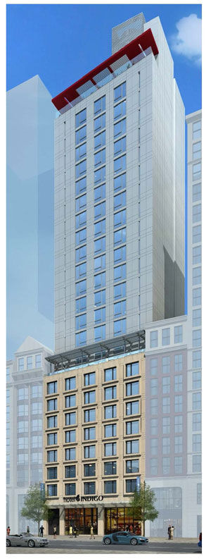 The Hotel Indigo at 8-12 Maiden Lane plans to turn its lights on and off based on the time of day. 