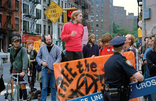 Squatters live in ‘Kill City’ 1 “Street Rally and Protest Against Thirteenth Street Squat Eviction, 1996.” Photo by Ash Thayer