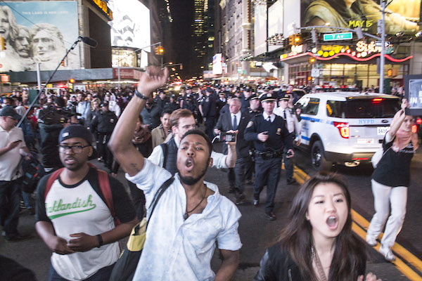Solidarity for Baltimore Sparks Activist, NYPD Tension 3 Photo by Zach Williams Police kept in close proximity to activists, and began making arrests as soon as they spilled into the street.