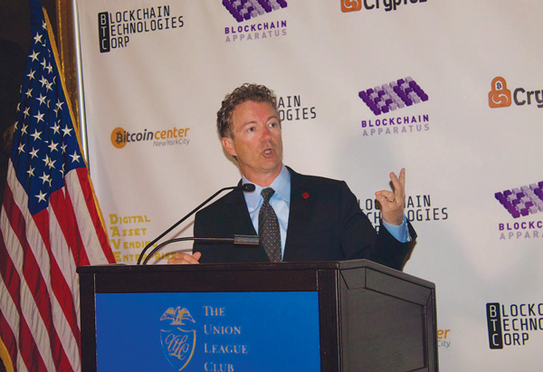 Rand Paul speaking in East Midtown last Sunday.   Photo by Zach Williams