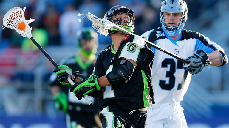 NY Lizards vs. Ohio Machine 46 HEMPSTEAD, NY - APRIL 12: Brian Farrell #37 of the Ohio Machine defends against JoJo Marasco #1 of the New York Lizards at James M. Shuart Stadium on April 12, 2015 in Hempstead, New York. Lizards defeated the Machines 14-8. (Photo by Mike Stobe/Getty Images)