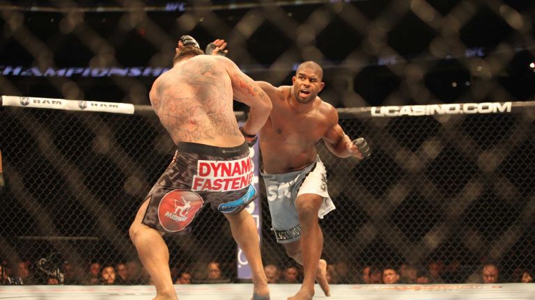 Multiple cameras put the viewer right in the middle of the action regardless of where the fighters are located inside the cage. A judge must remain in their chair for the entire fight. So, if the action is happening on the far side of the cage and the fighter has his back toward a particular judge, there’s no real way for the judge to determine if a fighter is snapping his head back because he was hit with or a punch or because he’s avoiding it. 