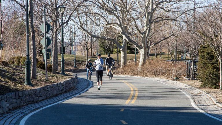 City Living: Chelsea 36 Cyclists and runners in Chelsea Waterside Park in Manhattan's Chelsea neighborhood on March 29 ,2015.