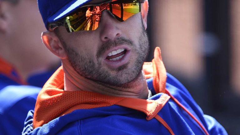 David Wright 34 New York Mets third baseman David Wright looks on from the dugout against the Miami Marlins in a baseball game at Citi Field on Sunday, April 19, 2015.