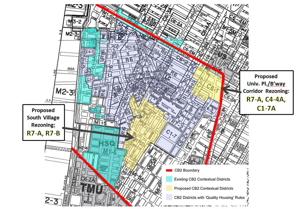 A map showing the West Village’s contextual districts.  Courtesy G.V.S.H.P.