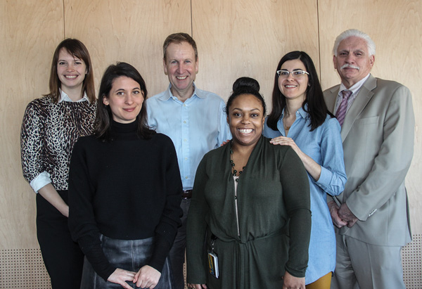 Whitney Museum Visitor Experiences staff, from left, Jane Carey, community affairs; Meryl Schwartz, volunteers; Adrian Hardwicke, director; Wendy Barbee-Lowell, manager; Stephanie Birmingham, membership; and John Balestrieri, director of security.    Photos by Tequila Minsky