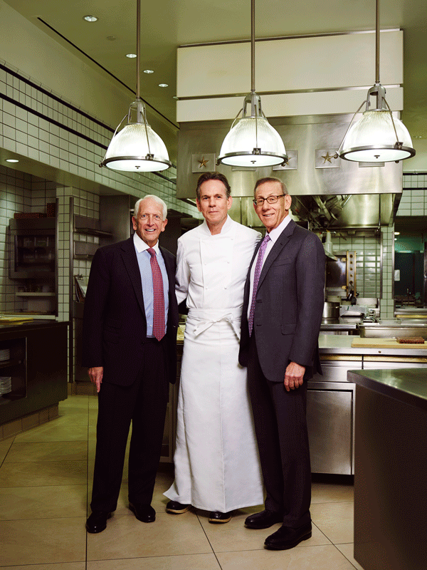 Hudson Yards Taps Top Restaurateurs 2 L to R: Ken Himmel, Thomas Keller and Related Companies chairman Stephen Ross, in the Per Se kitchen. (c) William Hereford.