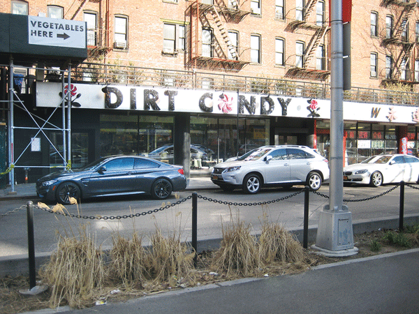 Dirt Candy’s distinctive sign on Allen St.  Photo by Dusica Sue Malesevic