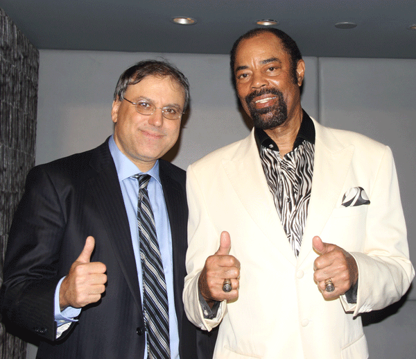 Alan Gerson, left, and Walt Frazier — a two-term city councilmember and two-time NBA champ, respectively — were stylin’, profilin’ and smilin’ at the Sophie Gerson Health Youth benefit.   Photos by Tequila Minsky