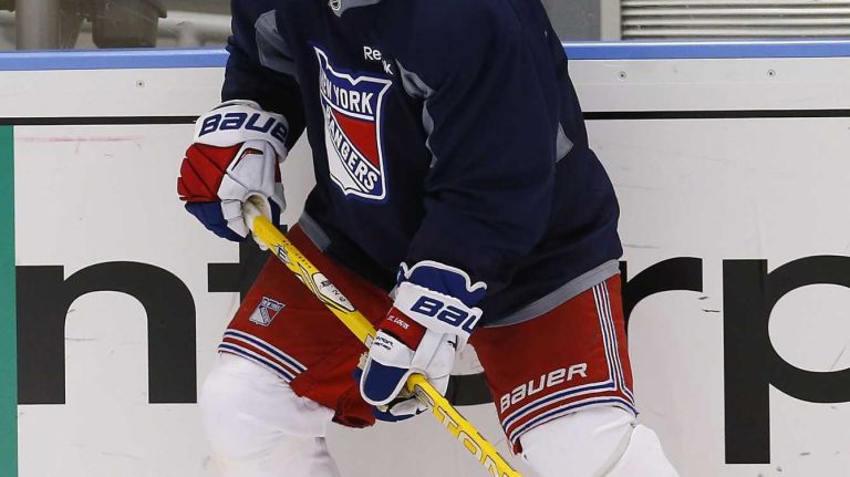 Martin St. Louis of the Rangers skates during practice on Thursday, May 28, 2015 at the MSG Training Center in Greenburgh, N.Y.