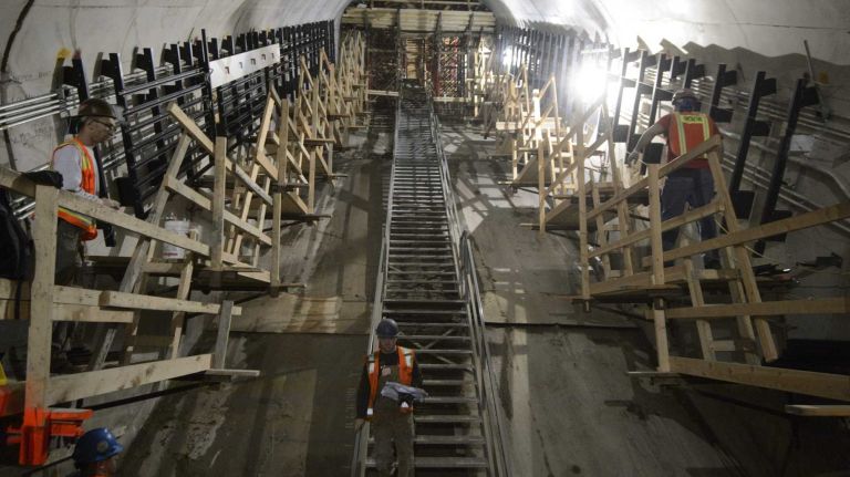 Workers install escalators at the 72nd Street Second Avenue subway station on Thursday, May 21, 2015. The Second Avenue Subway is the first major expansion of the New York City Subway system in over 80 years.