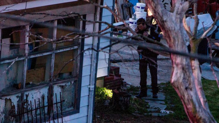 Police in massive numbers descended on the Queens Village neighborhood after the 6:15 p.m. shooting on Saturday, May 2, 2015. 