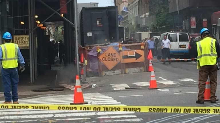 No injuries after manhole explosions on west 35th Street and 8th Avenue, FDNY says 2 A manhole explosion sent commuters scrambling at West 34th St. and 8th Ave. on Wednesday, May 6, 2015.