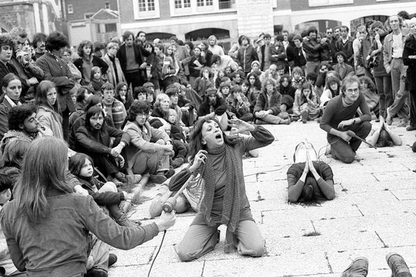 Judith Malina performing “Six Public Acts” in Amiens, France in 1978.    Photos courtesy Daniela Marshall