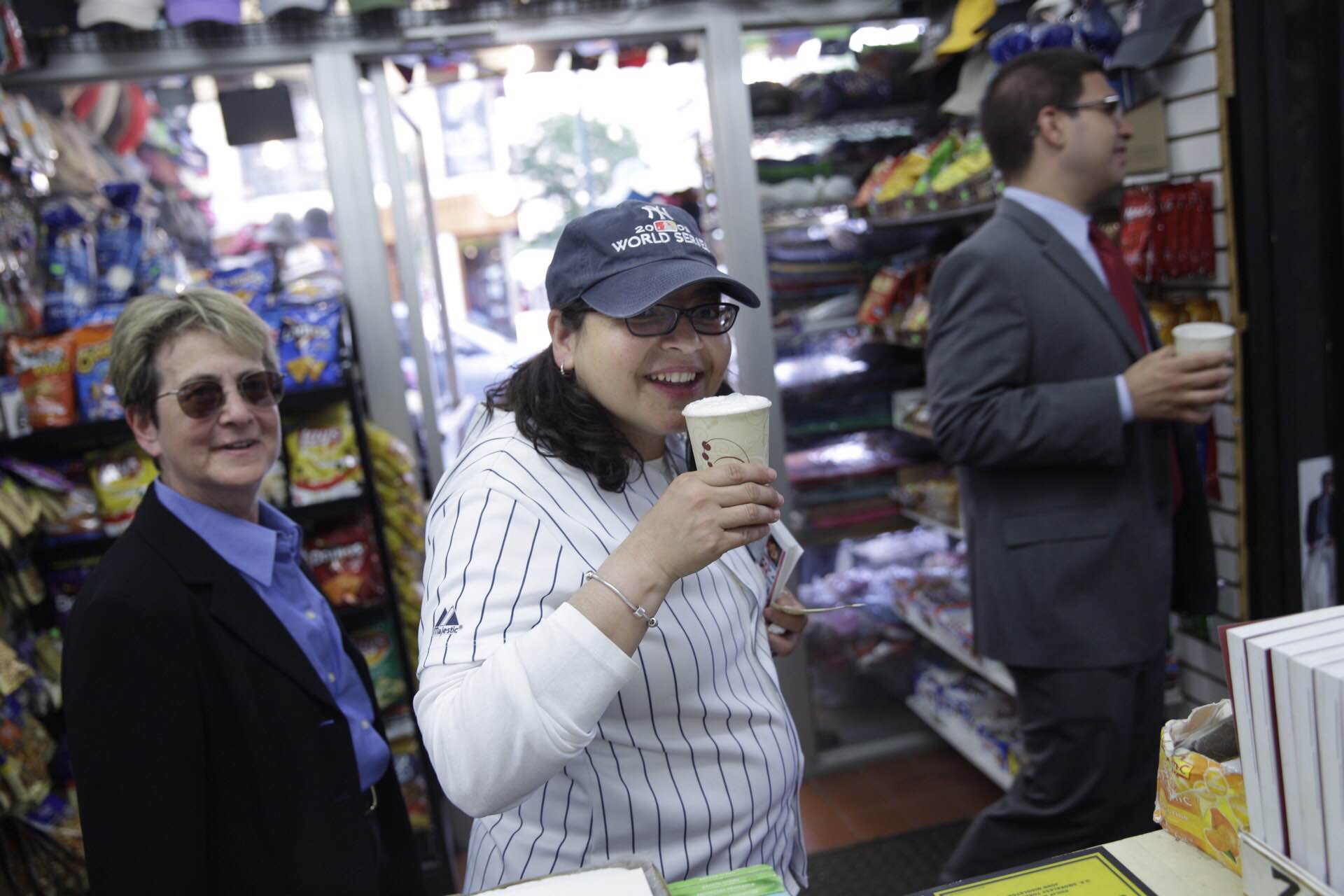 Rosie Mendez enjoyed a classic egg cream at Gem Spa. Photo by William Alatriste / NYC Council