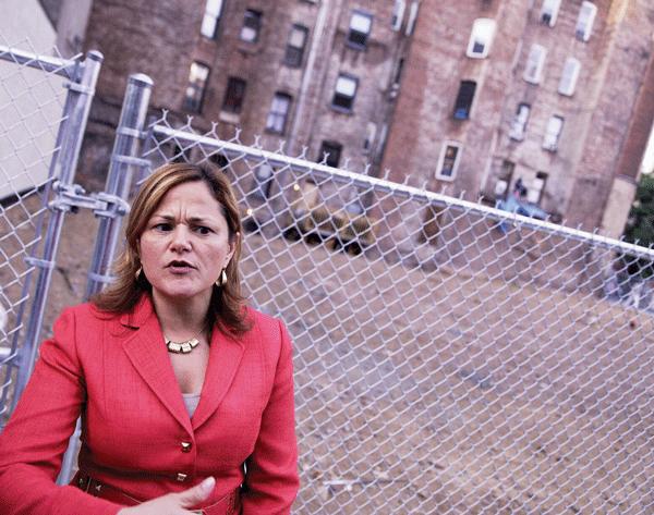 Melissa Mark Viverito last week at the site of the March 26 East Village gas explosion.    Photo by William Alatriste / NYC Council