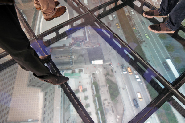 1 W.T.C. visitors can view live video of the view from the Freedom Tower's spire. Downtown Express photo by Milo Hess.