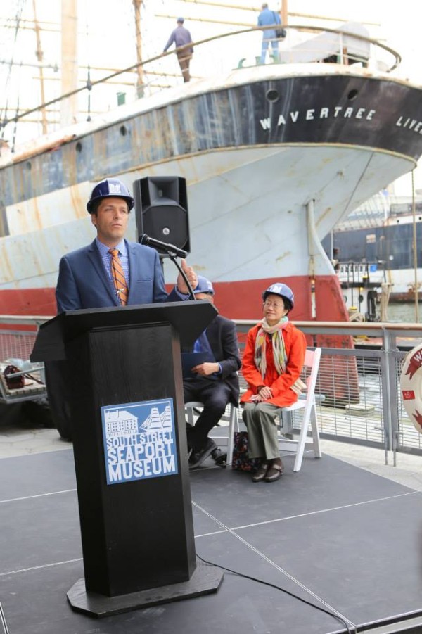 Jonathan Boulware, the South Sreet Seaport Museum's executive director, with Councilmember Margaret Chin. Photo by Susie McKeown Photography/Courtesy of South Street Seaport Museum.