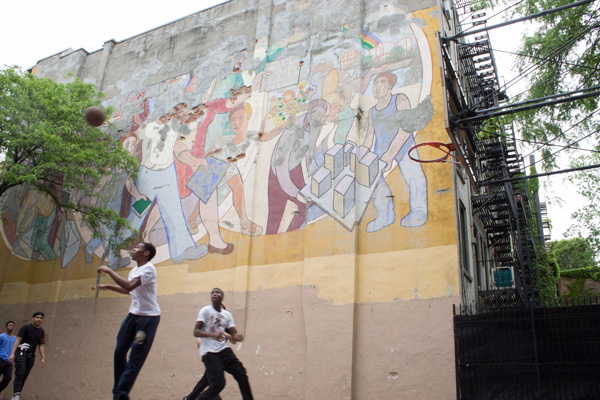 Neighborhood organizers are ready to play ball, but their mural restoration project needs funding. Photo by Zach Williams.
