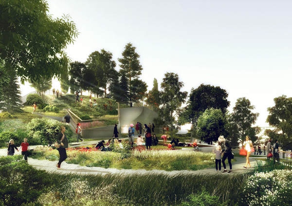 City Club Sues to Prevent Pier55 2 A conceptual view of the rolling landscape. Image courtesy Pier55, Inc./Heatherwick Studio.