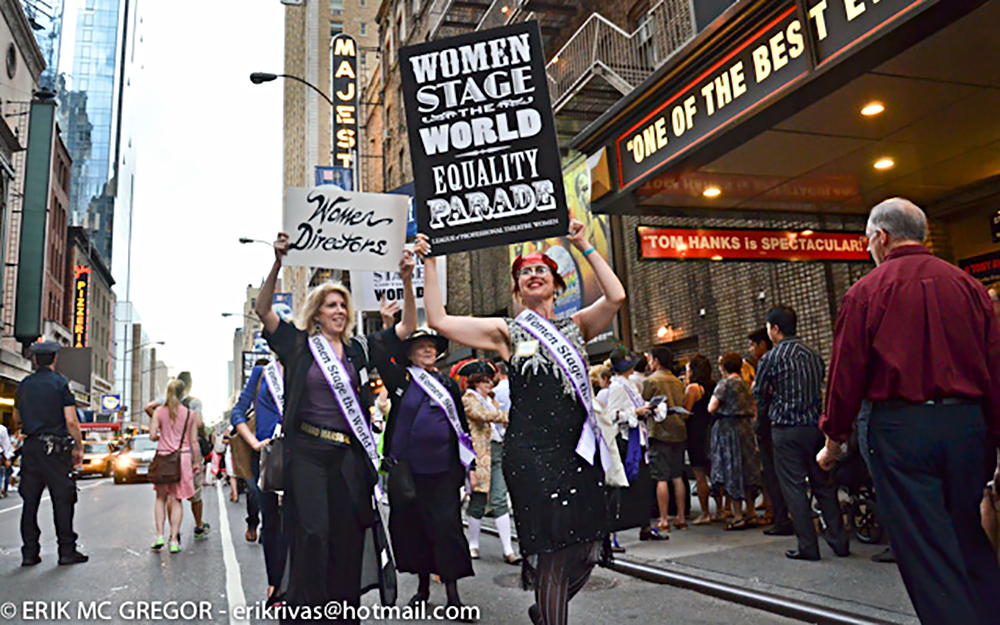 What You Missed and Where You’ll Go 5 Inspired by the suffragettes, the LPTW marches through Times Square on June 9, to advocate for equal representation of women in the theater industry. Copyright Erik McGregor (erikrivas@hotmail.com).
