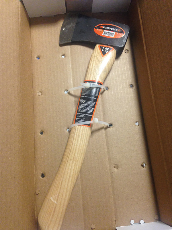The suspect allegedly used this ax to attack the second victim.