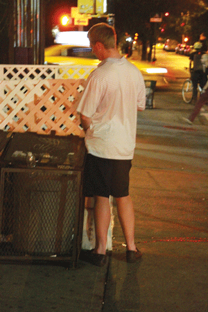 Reform of 7th Community Council is long overdue 2 While all the police were dealing with the noise and commotion down the block, this guy was urinating in plain view on Stanton St. between Ludlow and Essex Sts. Photos by Clayton Patterson